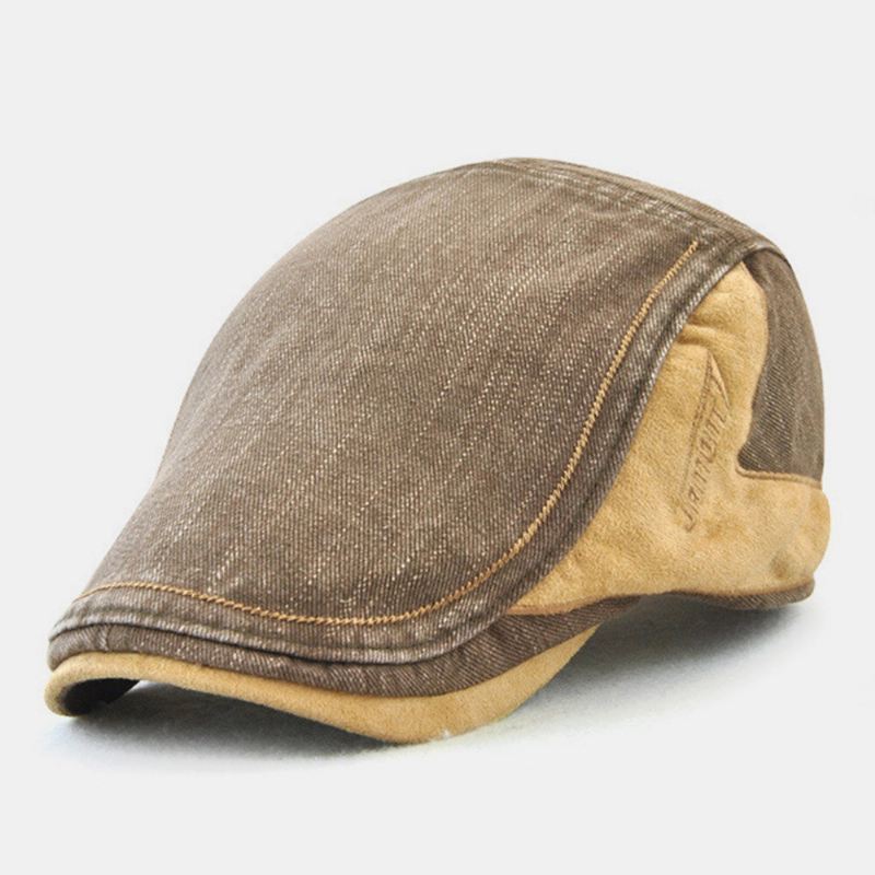 Miesten Kontrasti Väri Beretti Lippalakki Retro Casual Säädettävä Litteä Lippalakki Ivy Cap Eteenpäin Lippalakki