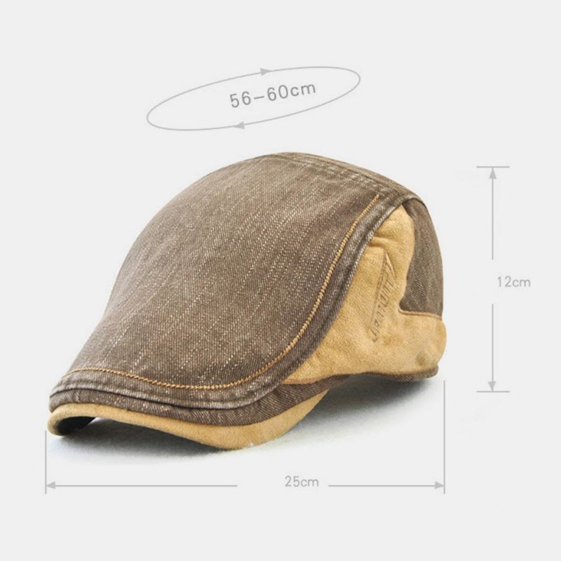 Miesten Kontrasti Väri Beretti Lippalakki Retro Casual Säädettävä Litteä Lippalakki Ivy Cap Eteenpäin Lippalakki