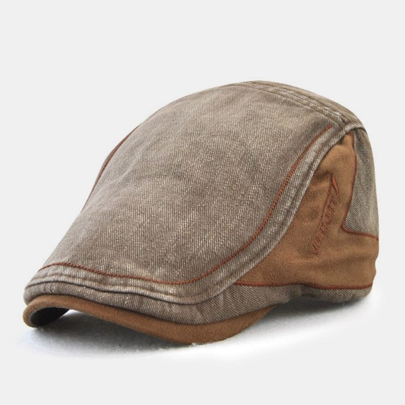 Miesten Kontrasti Väri Beretti Lippalakki Retro Casual Säädettävä Litteä Lippalakki Ivy Cap Eteenpäin Lippalakki