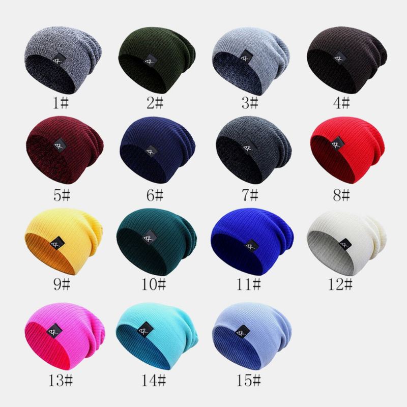 Miesten Kupoliraidallinen Neulottu Baotou Cap Outdoor Syksyinen Talvi Korvasuojaus Pure Color Pipo Skull Hat