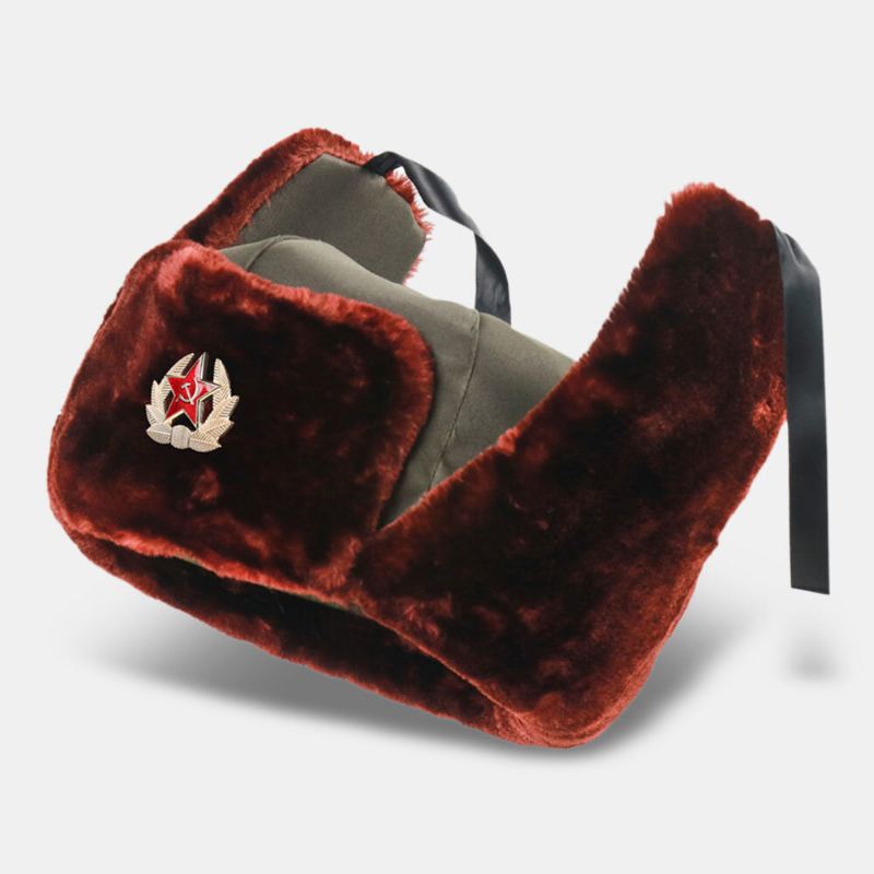 Miesten Neuvostoliiton Merkki Thicken Plus Velvet Trapper Hattu Talvipyöräily Lämmin Kuulosuojaus Tuulenpitävä Venäläinen Hattu Ushanka Hat