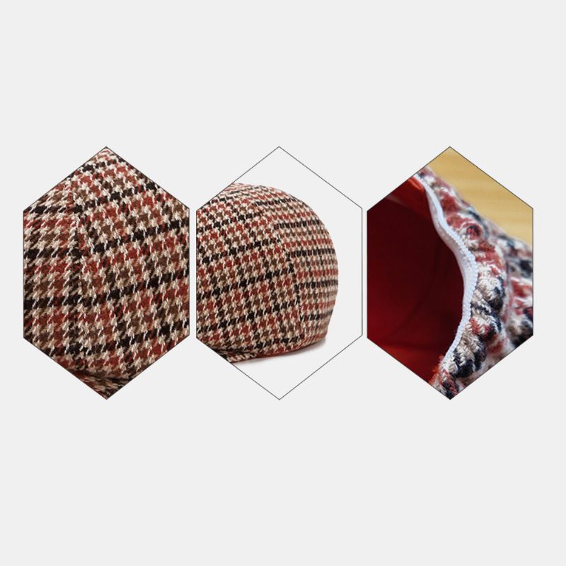 Miesten Newsboy-hatut Brittiretro Houndstooth Striped Dome Kahdeksankulmainen Hattu Cabbie Hat