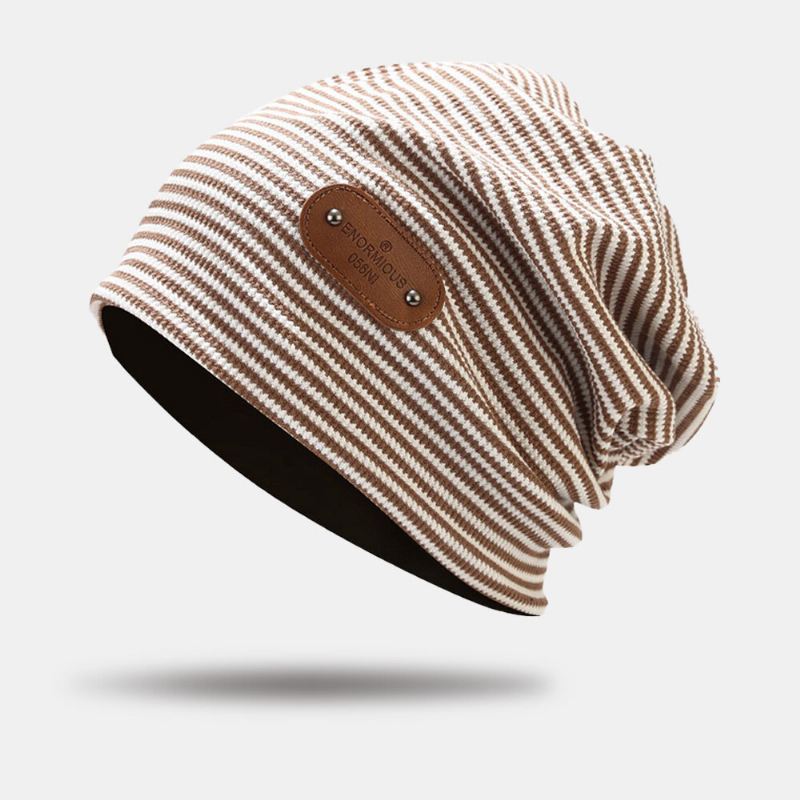 Miesten Pipo Retro Patch Stripe Lattice Kuulosuojaimet Lämmin Baotou Cap Naisille