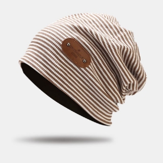 Miesten Pipo Retro Patch Stripe Lattice Kuulosuojaimet Lämmin Baotou Cap Naisille