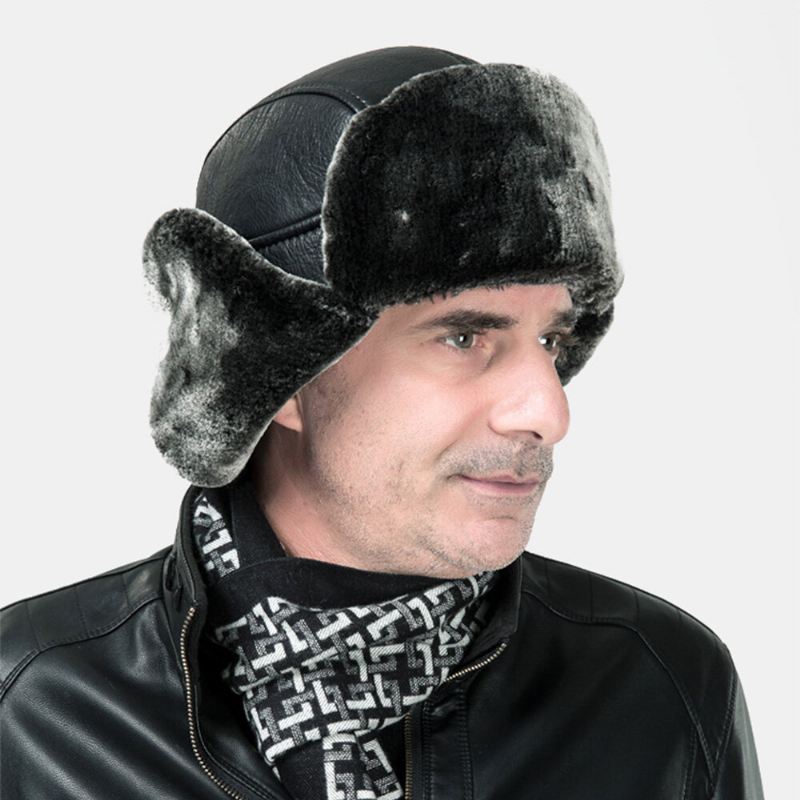 Miesten Pu Nahka Winter Thicken Plus Velvet Lämmin Trapper Hattu Ulkona Tuulenpitävä Viileä Suoja Ushanka Hattu