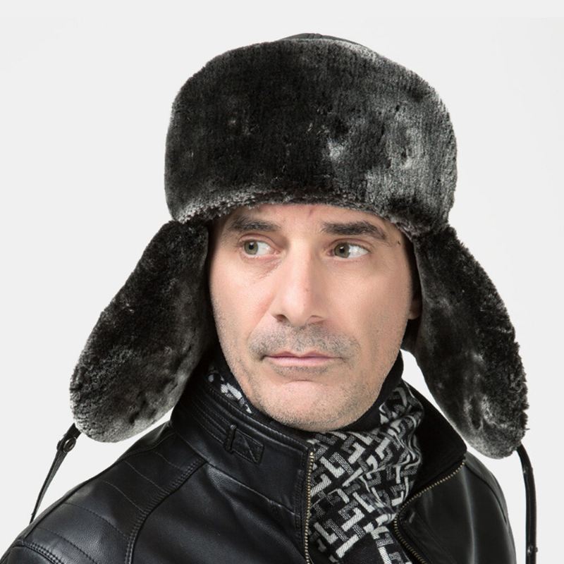 Miesten Pu Nahka Winter Thicken Plus Velvet Lämmin Trapper Hattu Ulkona Tuulenpitävä Viileä Suoja Ushanka Hattu