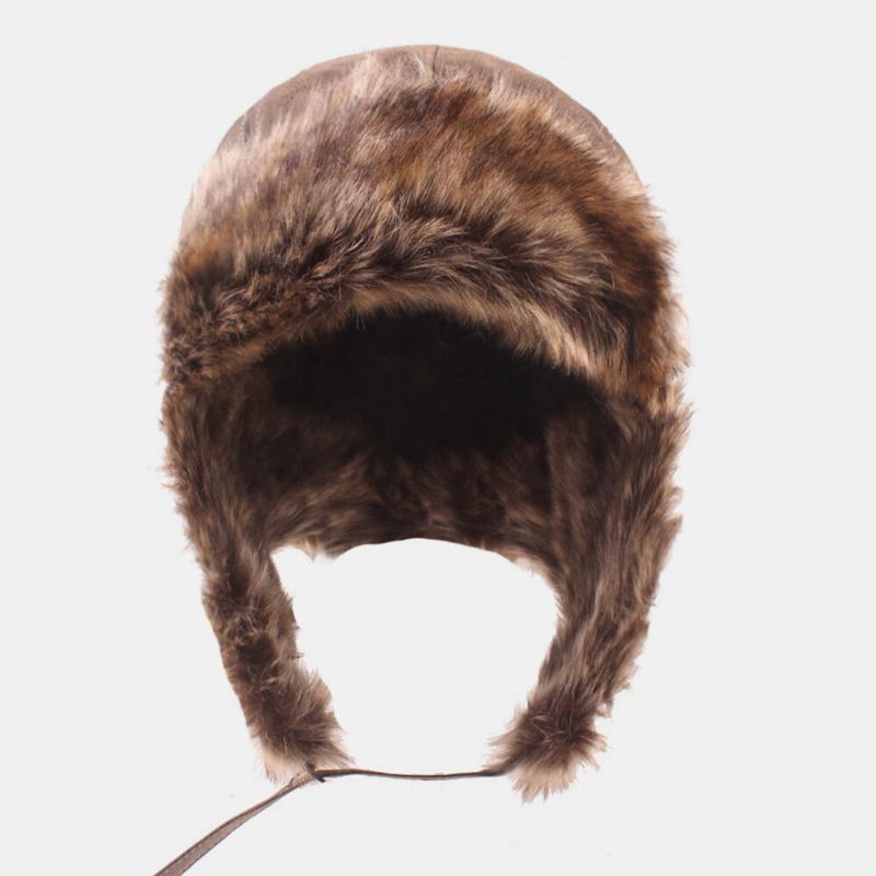 Miesten Pu Paksu Pehmo Vuori Trapper Hat Ulkona Kuulosuojaimet Tuulenpitävä Lämmin Ushanka Hat