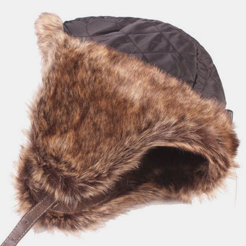 Miesten Pu Paksu Pehmo Vuori Trapper Hat Ulkona Kuulosuojaimet Tuulenpitävä Lämmin Ushanka Hat