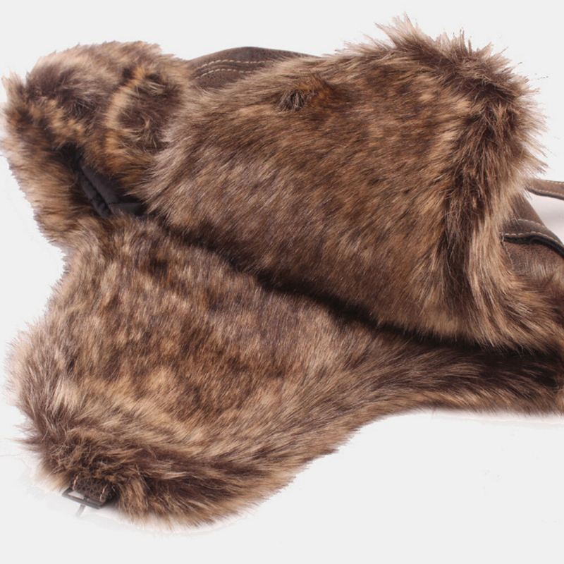 Miesten Pu Paksu Pehmo Vuori Trapper Hat Ulkona Kuulosuojaimet Tuulenpitävä Lämmin Ushanka Hat