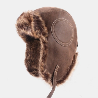 Miesten Pu Paksu Pehmo Vuori Trapper Hat Ulkona Kuulosuojaimet Tuulenpitävä Lämmin Ushanka Hat