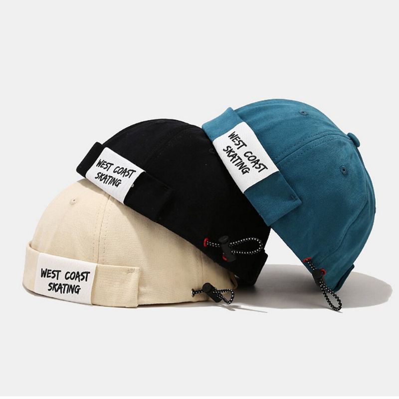 Miesten Puuvilla Letter Slogan Patchwork Outdoor Rento Landlord Cap Brimless Beanie Skull Cap