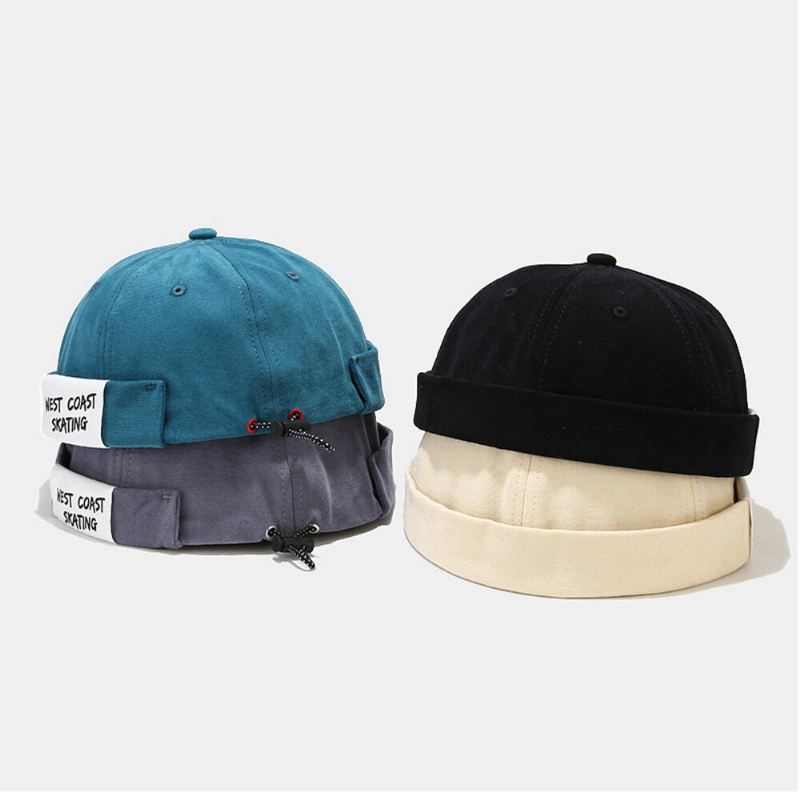 Miesten Puuvilla Letter Slogan Patchwork Outdoor Rento Landlord Cap Brimless Beanie Skull Cap