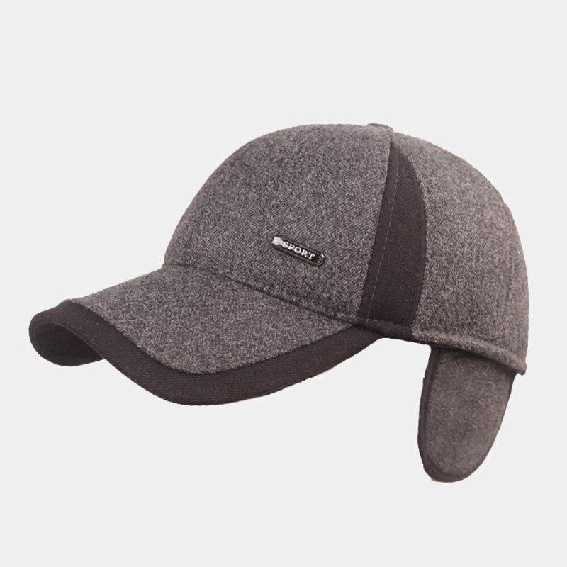 Miesten Puuvilla Pachwork Sisäänrakennettu Kuulosuojaus Paksu Lämmin Baseball Lippalakki Värisopiva Letter Metal Label Newsboy Caps