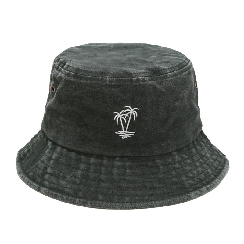 Miesten Puuvilla Vintage Pesty Kookos Brodeerattu Ulkoilu Urheilu Kalastus Vaellushattu Bucket Hat