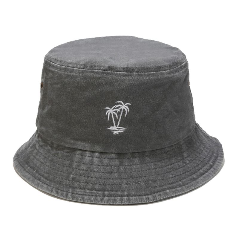 Miesten Puuvilla Vintage Pesty Kookos Brodeerattu Ulkoilu Urheilu Kalastus Vaellushattu Bucket Hat