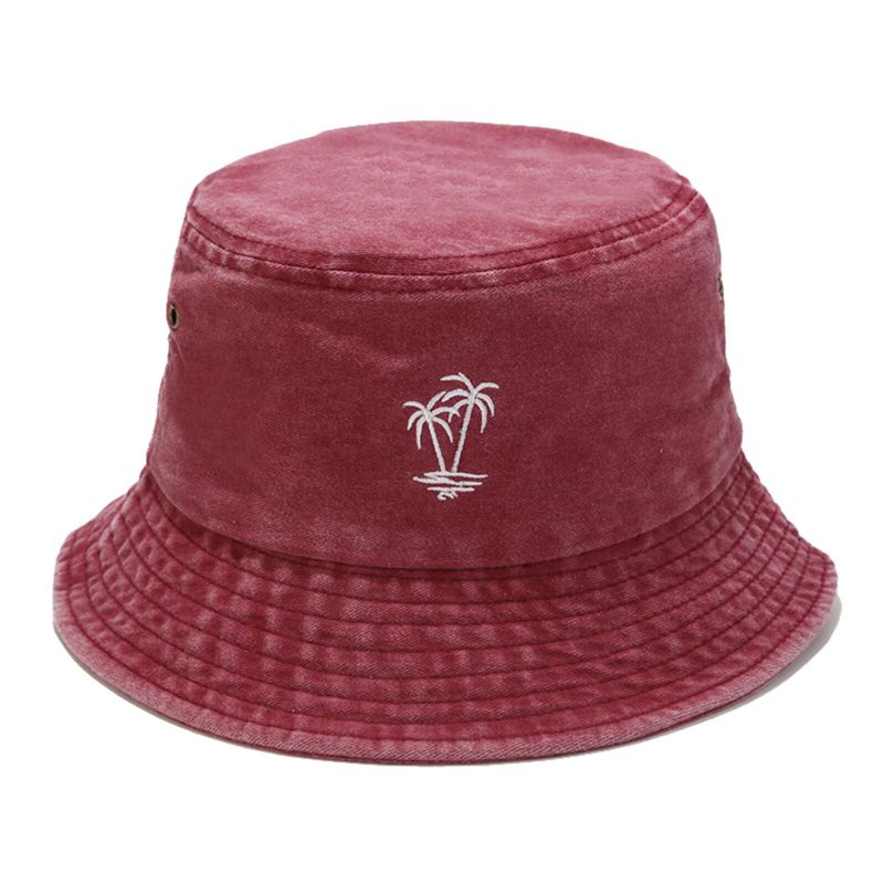 Miesten Puuvilla Vintage Pesty Kookos Brodeerattu Ulkoilu Urheilu Kalastus Vaellushattu Bucket Hat