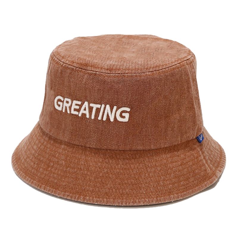 Miesten Puuvilla Vintage Vanha Pesty Aurinkohattu Aurinkovoide Greating Letter Bucket Hat