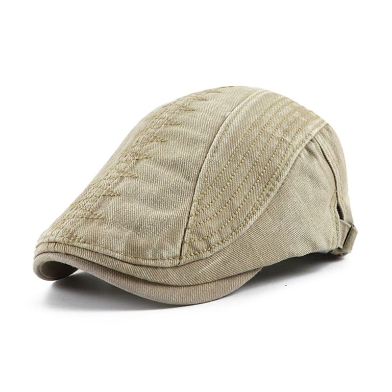 Miesten Puuvillainen Brodeerattu Pesty Distressed Casual Visiiri Edgy Hat Baretti Litteä Lippalakki