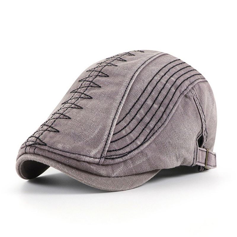 Miesten Puuvillainen Brodeerattu Pesty Distressed Casual Visiiri Edgy Hat Baretti Litteä Lippalakki