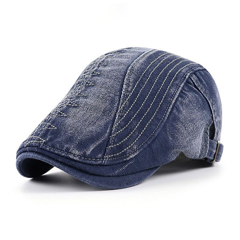 Miesten Puuvillainen Brodeerattu Pesty Distressed Casual Visiiri Edgy Hat Baretti Litteä Lippalakki