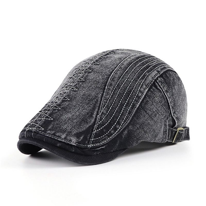 Miesten Puuvillainen Brodeerattu Pesty Distressed Casual Visiiri Edgy Hat Baretti Litteä Lippalakki