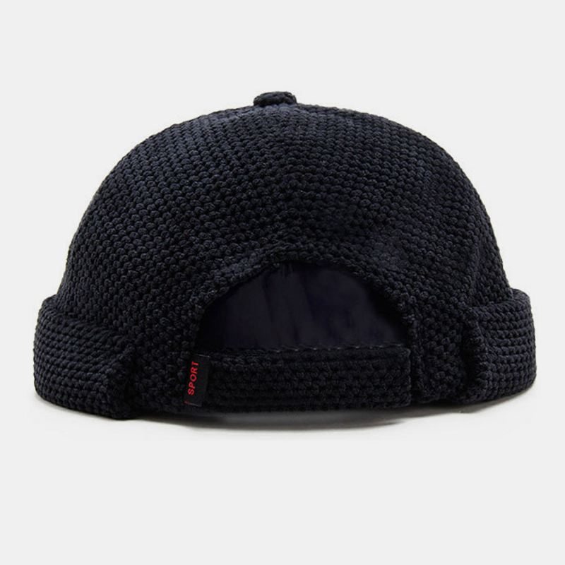 Miesten Puuvillaneulottu Yksivärinen British Vintage Brimless Beanie Landlord Cap Skull Cap