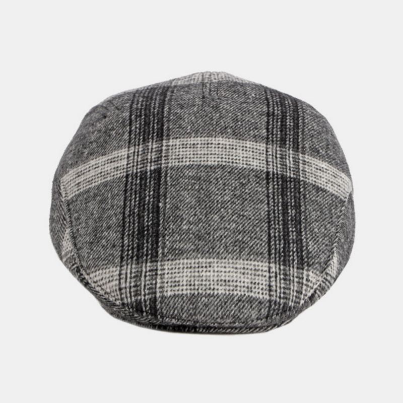 Miesten Säädettävä Kuminauha Design Baretti Cap Brittiläinen Retro Keski-ikäiset Ja Vanhukset Talvisuojat Kuulosuojaimet Eteenpäin Hattu