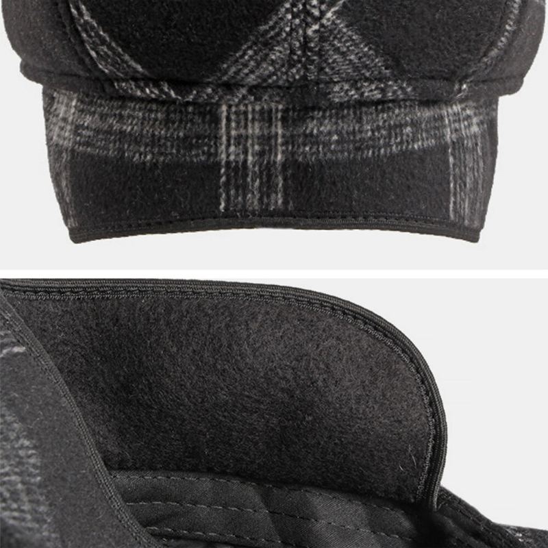 Miesten Säädettävä Kuminauha Design Baretti Cap Brittiläinen Retro Keski-ikäiset Ja Vanhukset Talvisuojat Kuulosuojaimet Eteenpäin Hattu