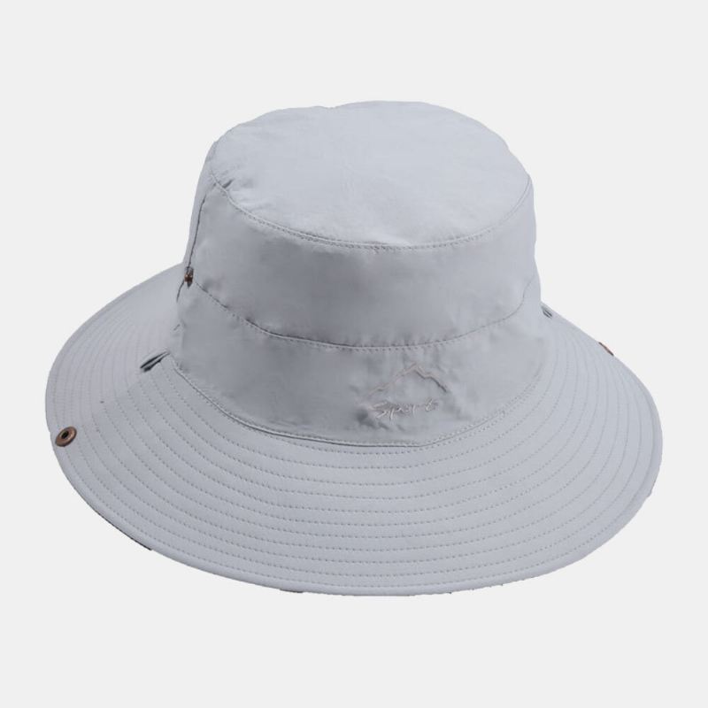 Miesten Taitettava Kaksinkertainen Rantahattu Kirjekirjonta Irrotettava Tuulenpitävä Köysi Ulkoilu Urheilu Vedenpitävä Anti-uv Bucket Hat