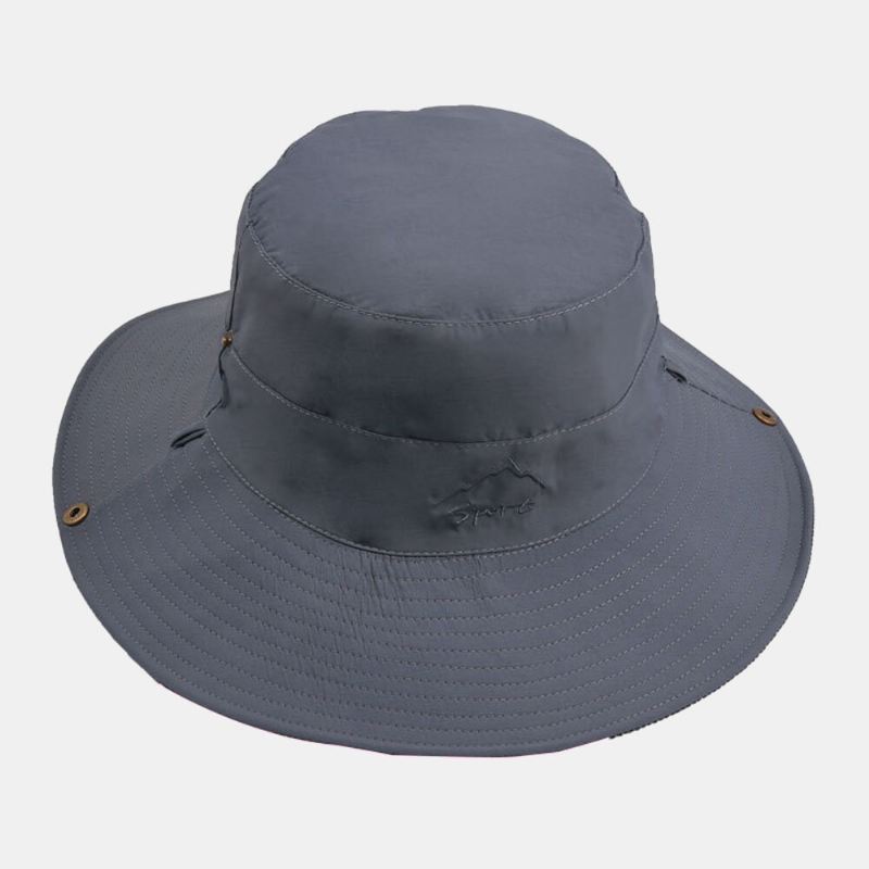 Miesten Taitettava Kaksinkertainen Rantahattu Kirjekirjonta Irrotettava Tuulenpitävä Köysi Ulkoilu Urheilu Vedenpitävä Anti-uv Bucket Hat