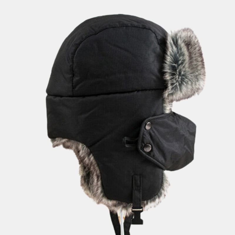 Miesten Trapper Hat Ski Kangas Plus Velvet Paksutettu Outdoor Pyöräily Lämpö Tuulenpitävä Ushanka Hat