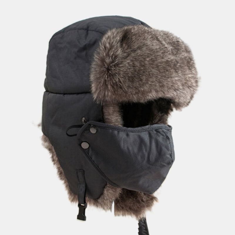 Miesten Trapper Hat Ski Kangas Plus Velvet Paksutettu Outdoor Pyöräily Lämpö Tuulenpitävä Ushanka Hat