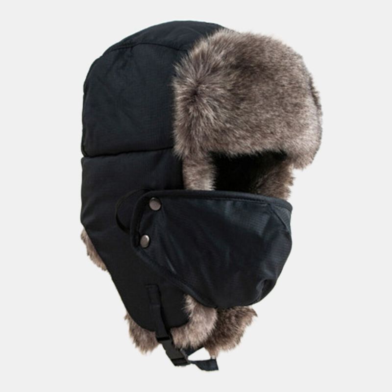 Miesten Trapper Hat Ski Kangas Plus Velvet Paksutettu Outdoor Pyöräily Lämpö Tuulenpitävä Ushanka Hat