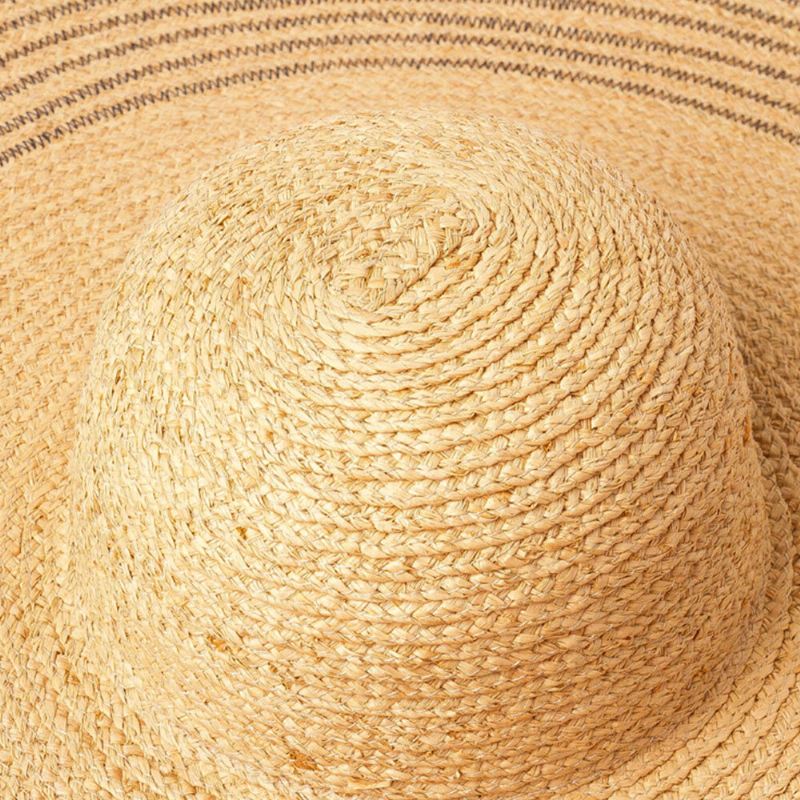 Nainen Käsintehty Wild Brim Visiiri Väri Raita Loma Beach Aurinkohattu Natural Raffia Rullattu Liri Olkihattu