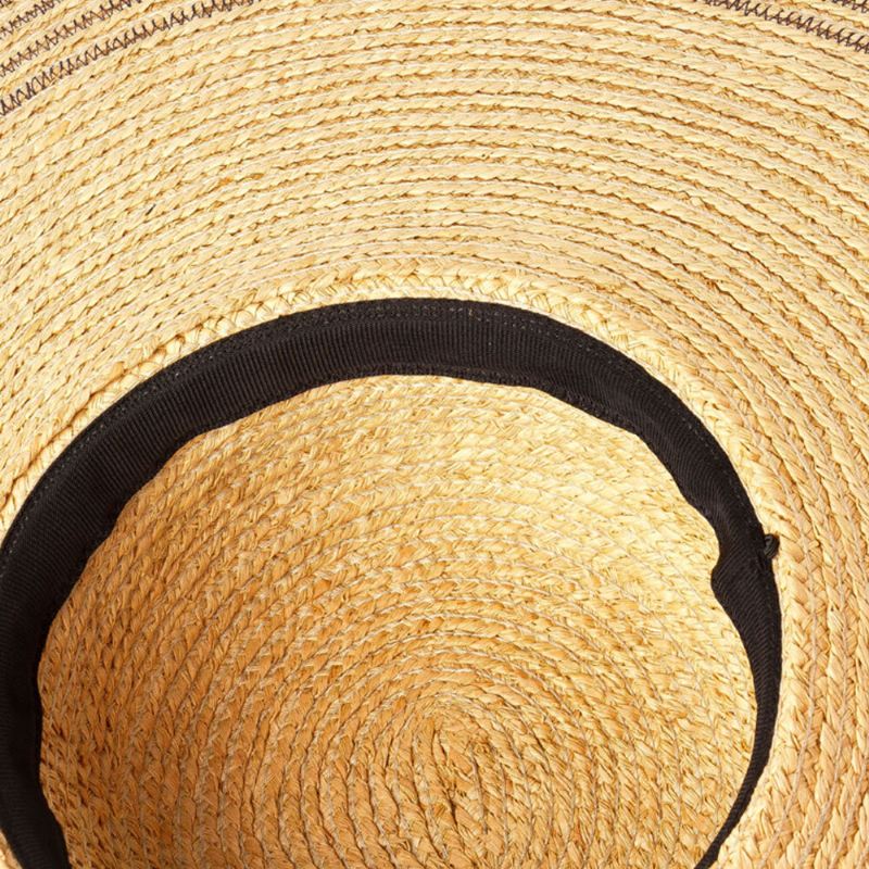 Nainen Käsintehty Wild Brim Visiiri Väri Raita Loma Beach Aurinkohattu Natural Raffia Rullattu Liri Olkihattu