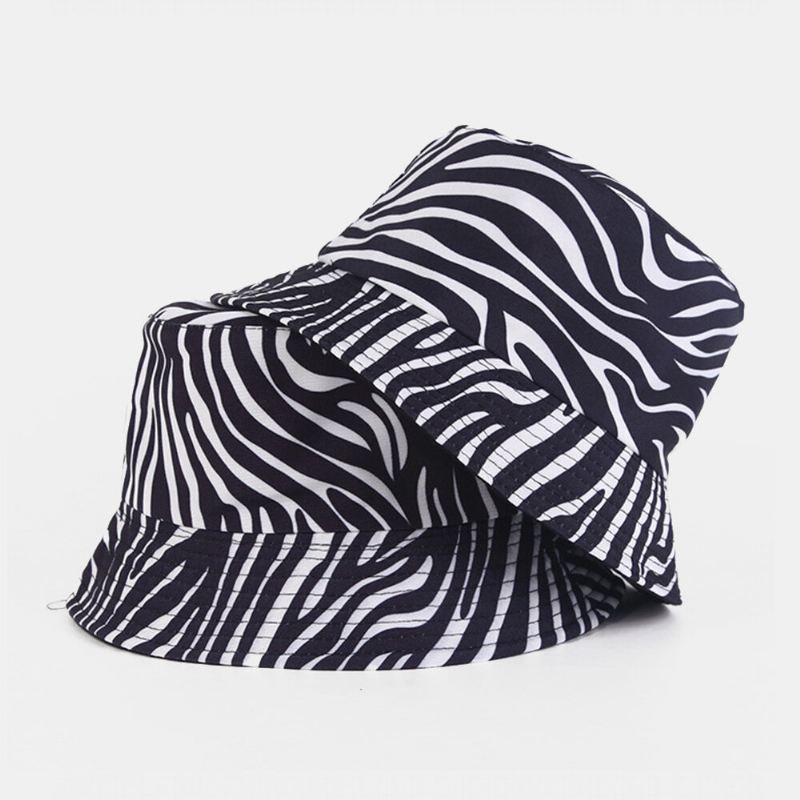 Naiset Kaksipuoleiset Vaatteet Zebra Cow Panda Pattern Print Bucket Hat Muoti Rento All-match Aurinkovoide Rantahattu