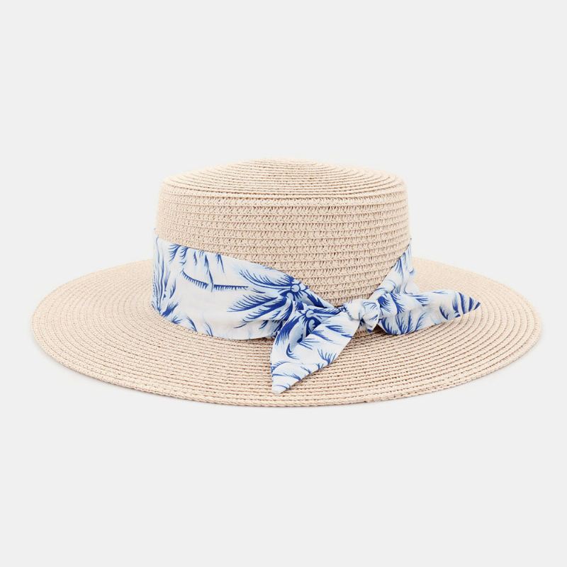 Naisten Aurinkovoide Travel Beach Aurinkohattu Tyylikäs Bowknot Jazz Hat Tasainen Hattu Olkihattu