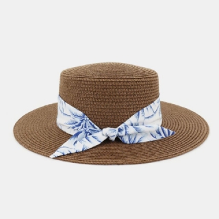 Naisten Aurinkovoide Travel Beach Aurinkohattu Tyylikäs Bowknot Jazz Hat Tasainen Hattu Olkihattu