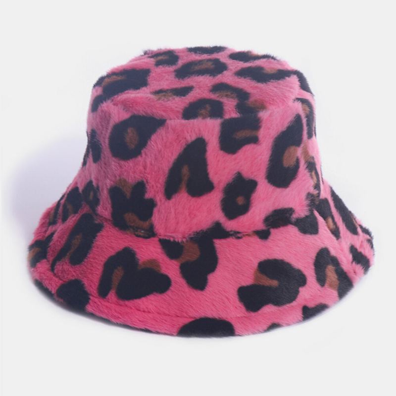 Naisten Kaninkarva Leopardikuvio Rento Lämmin Kaikenlaiset Bucket Hat