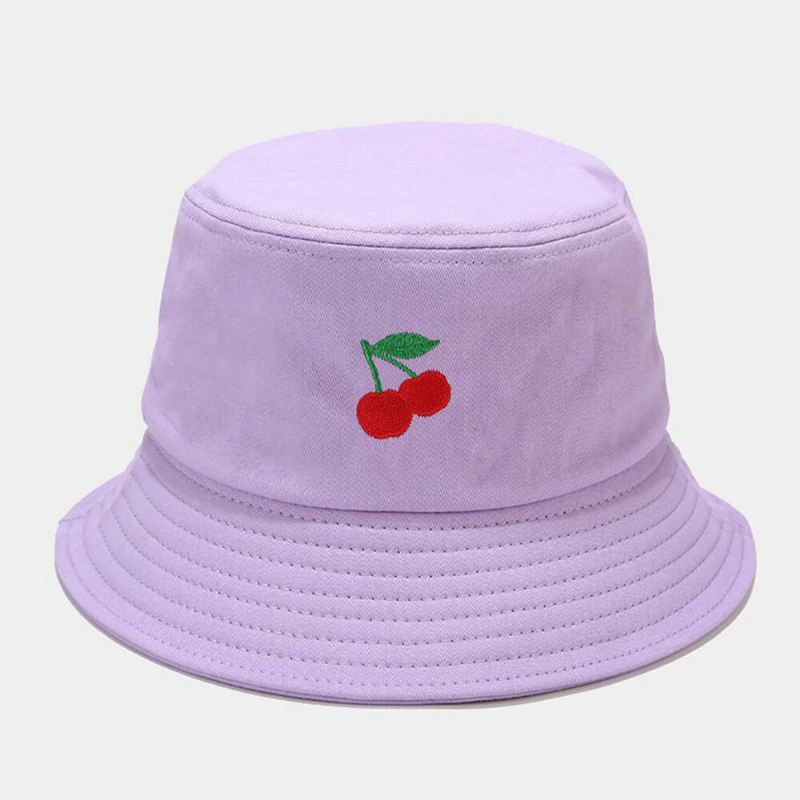 Naisten Kesäinen Uv-suoja Hedelmäkuvioinen Kirjonta Rento Söpö Visiiri Aurinkohattu Bucket Hat