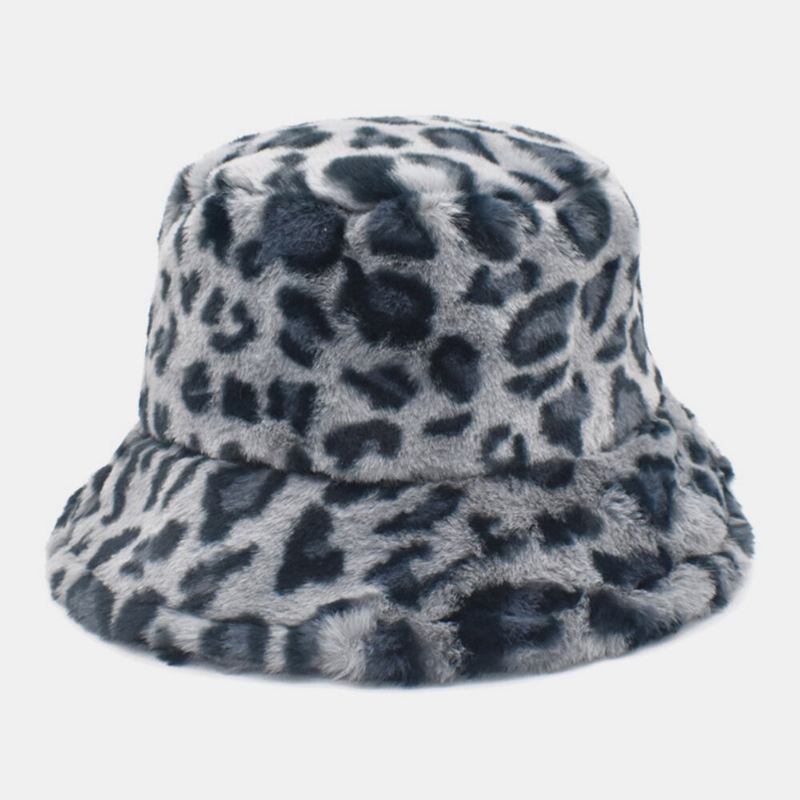 Naisten Lampaan Hiukset Lämpimät Pehmeä Leopardikuvio Rento Persoonallisuus Bucket Hat