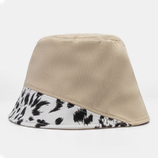 Naisten Patchwork Leopardikuvioprintti Aurinkohattu Puuvilla Muoti All-match Aurinkovoide Bucket Hat