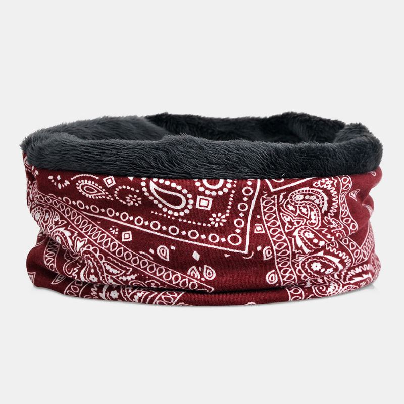 Naisten Puuvilla Plus Velvet Kaksikäyttöiset Vintage Cashew Kukat Print Tuulenpitävä Lämmin Bib Huivi Pipo Hattu Baotou Hat