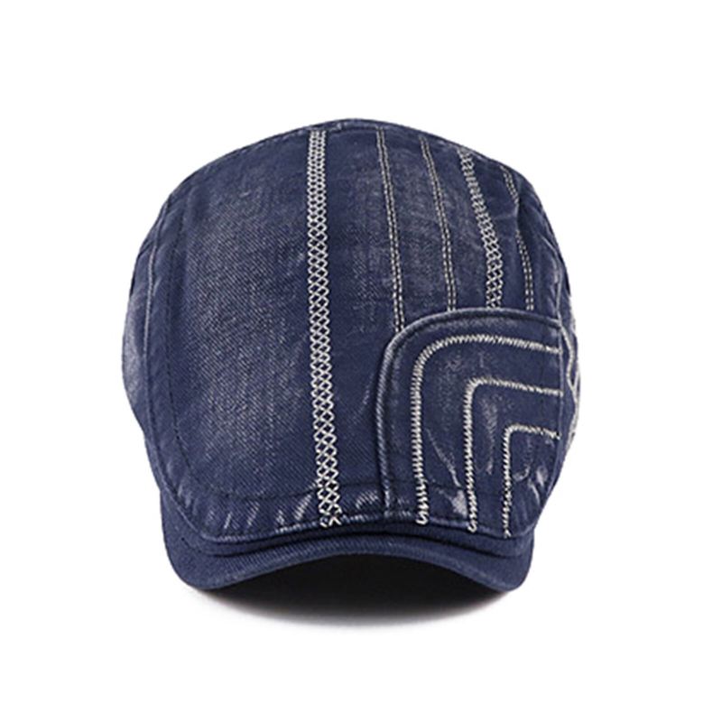 Neutraali Puuvilla Pesty Denim Distressed Made Vanha Casual Baretti Litteä Hattu