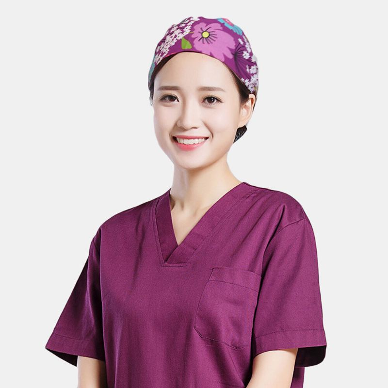 Sarjakuvavedos Floral Elegance Tie-back Surgical Caps Scrub Hat