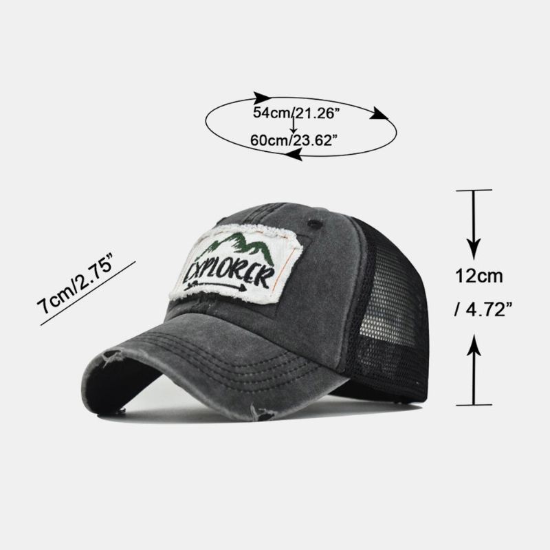 Unisex Broken Hole Patch Kirjonta Baseball Cap Make-old Outdoor Auringonvarjo Säädettävä Hattu