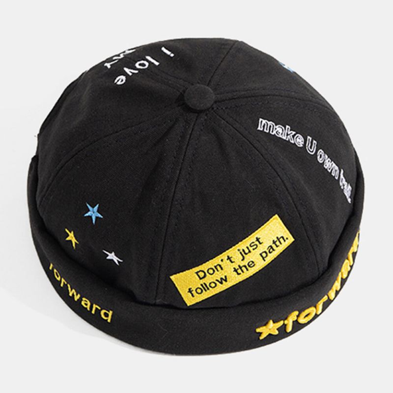 Unisex Cotton Dome Letter Slogan Tähdet Brodeerattu Patch Skull Cap Muoti Rento Pipo Meloni Lippalakki Landlord Cap Harbor Hat