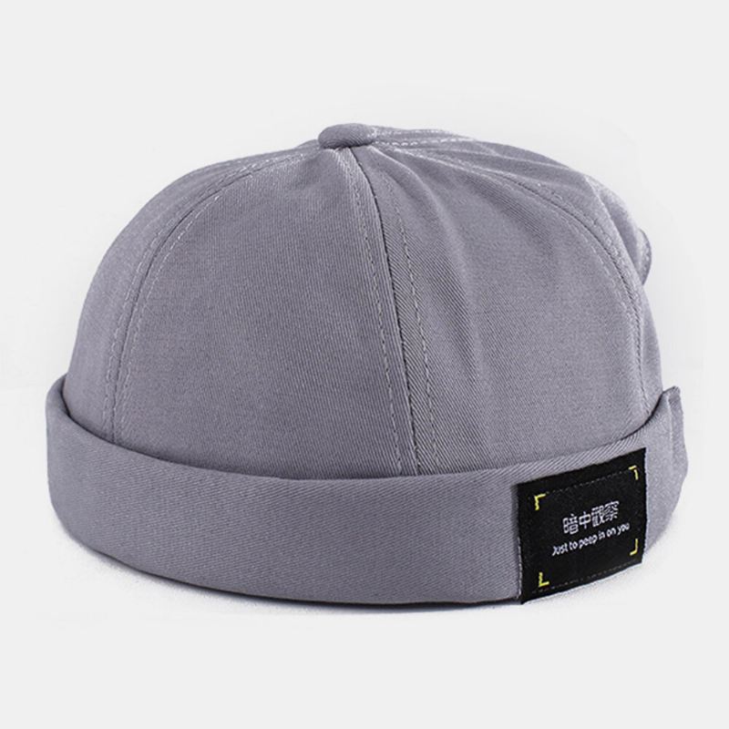 Unisex Cotton Letter Patch Hip-hop Rento Aurinkovarjohattu Brimless Beanie Landlord Cap Skull Cap