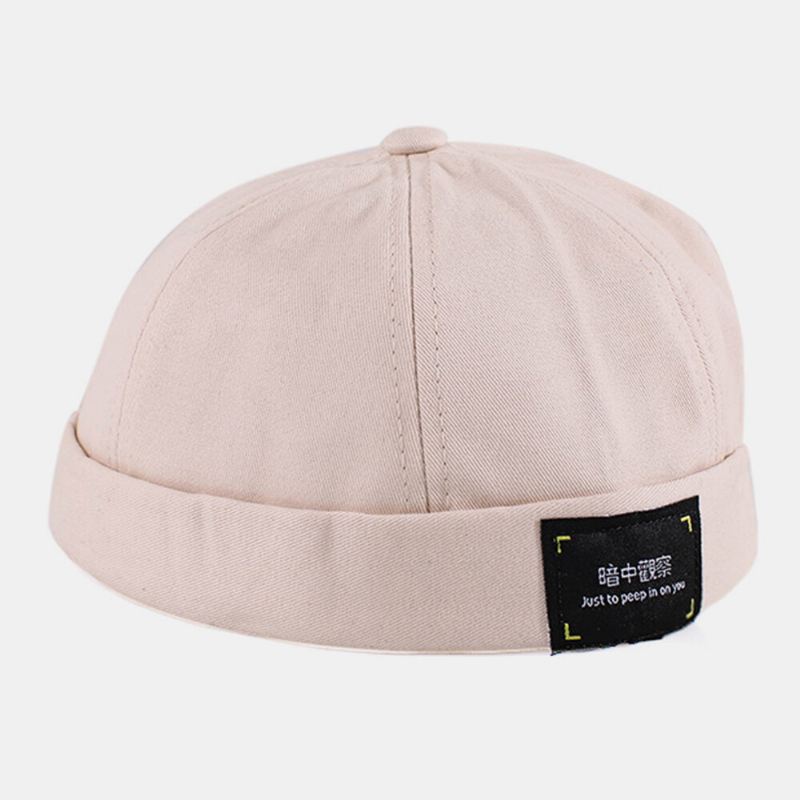 Unisex Cotton Letter Patch Hip-hop Rento Aurinkovarjohattu Brimless Beanie Landlord Cap Skull Cap