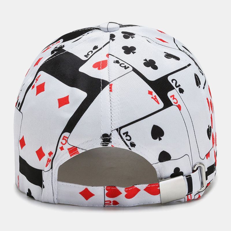 Unisex Cotton Overlay Poker Chain Letter Graffiti Print Hip-hop Fashion Baseball Cap